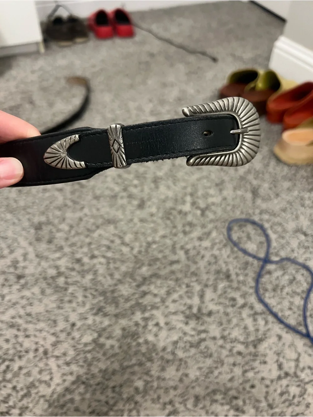 Justin Black Leather Belt with Silver Western Buckle